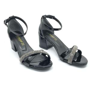 Mehtap Çapraz Çift Şerit Taşlı 5 cm Kadın Topuklu Ayakkabı