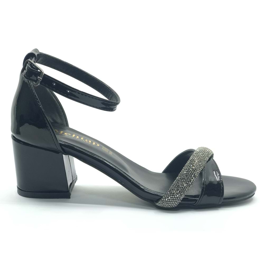 Mehtap Çapraz Çift Şerit Taşlı 5 cm Kadın Topuklu Ayakkabı