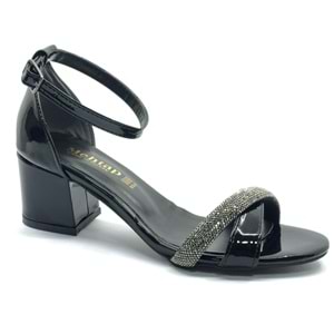 Mehtap Çapraz Çift Şerit Taşlı 5 cm Kadın Topuklu Ayakkabı