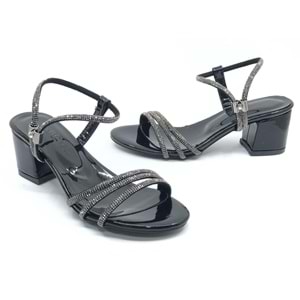 Mehtap Çapraz Üç Şerit Taşlı 5 cm Kadın Abiye Topuklu Ayakkabı