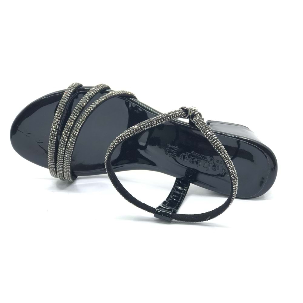 Mehtap Çapraz Üç Şerit Taşlı 5 cm Kadın Abiye Topuklu Ayakkabı