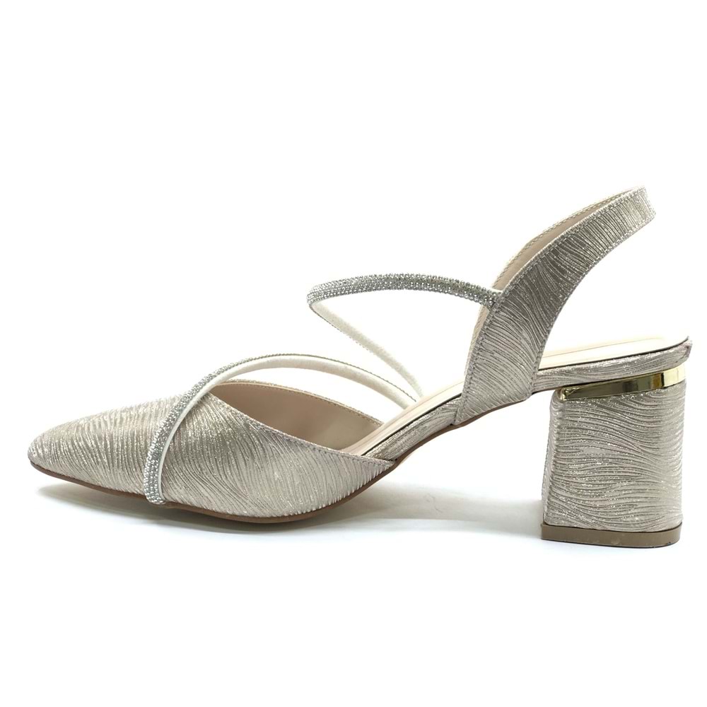 Mehtap Çift Şerit Taşlı Kadın Abiye Topuklu Ayakkabı