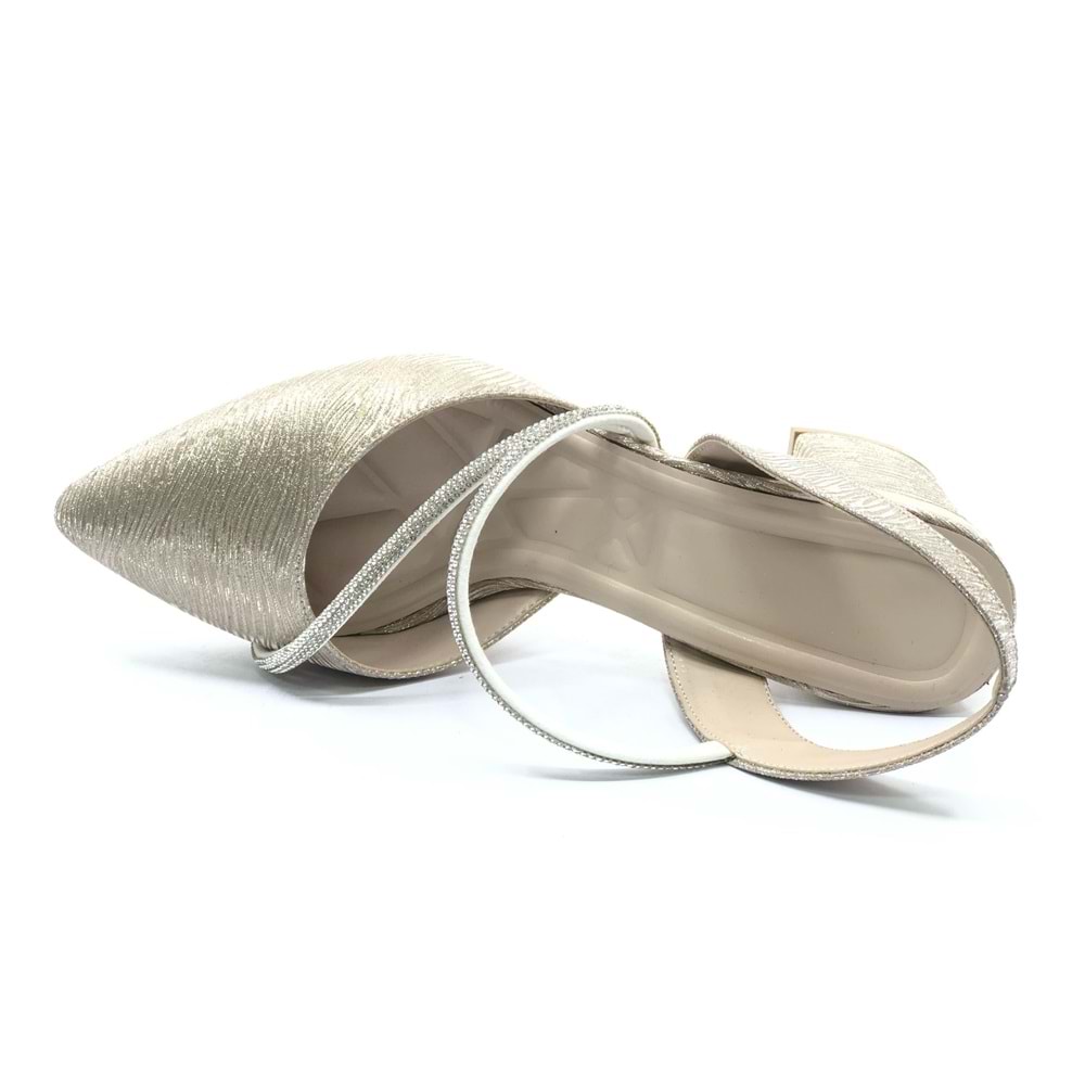 Mehtap Çift Şerit Taşlı Kadın Abiye Topuklu Ayakkabı