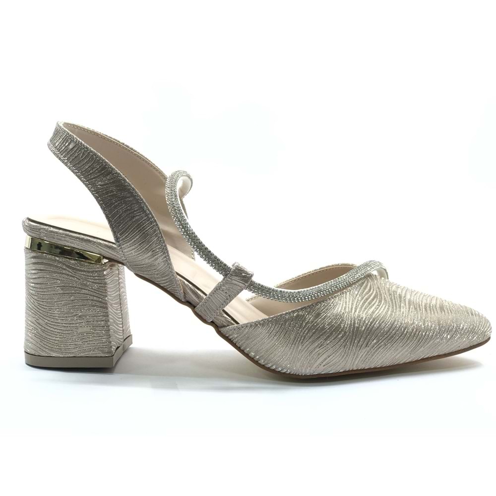 Mehtap Şerit Taşlı Kadın Abiye Topuklu Ayakkabı