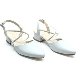 Asya Bilek Şerit Taşlı Çapraz Bantlı Kısa Topuklu Klasik Kadın Topuklu Ayakkabı