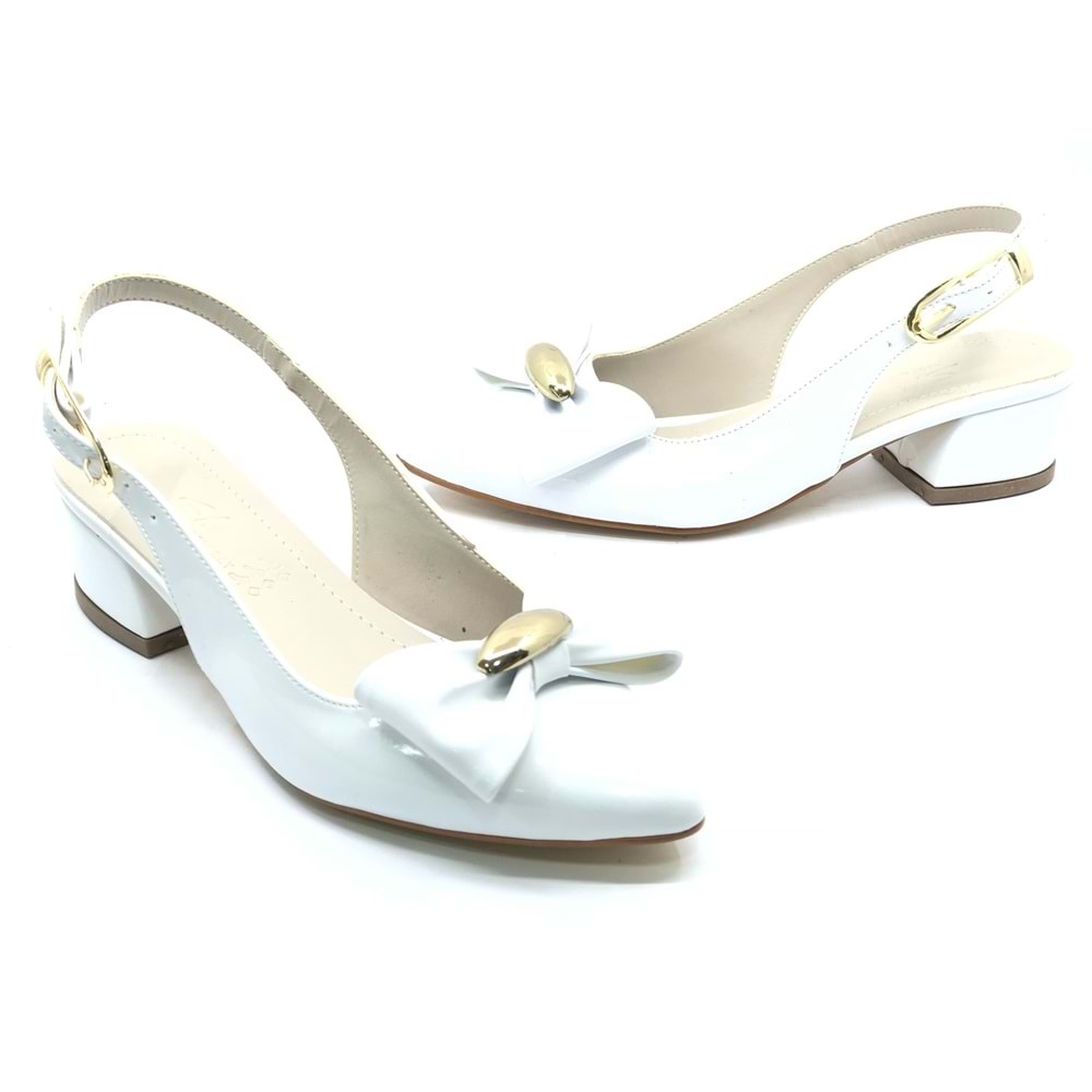 Mehtap Arkası Açık Fiyonk Detaylı Klasik Kadın Topuklu Ayakkabı