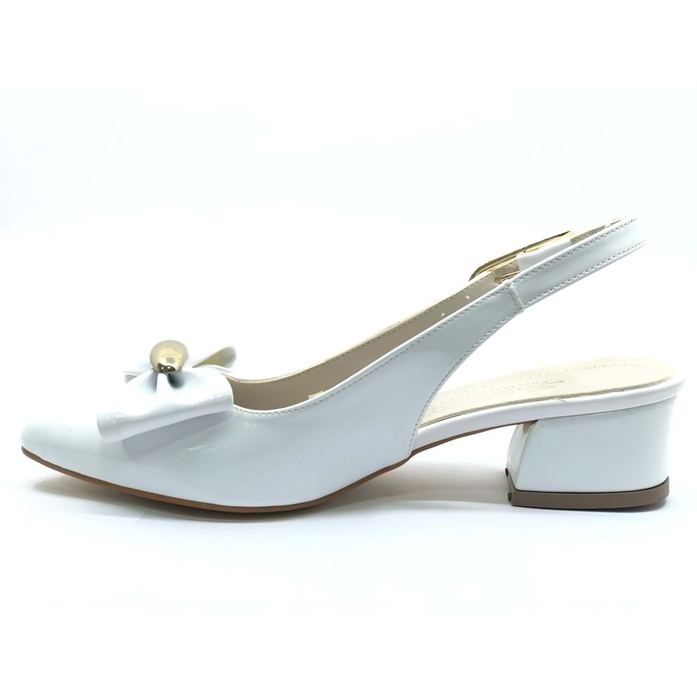 Mehtap Arkası Açık Fiyonk Detaylı Klasik Kadın Topuklu Ayakkabı