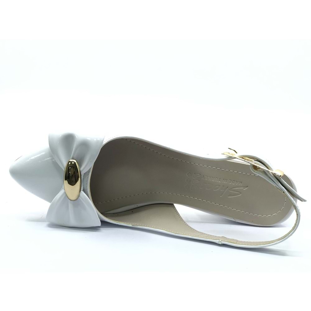 Mehtap Arkası Açık Fiyonk Detaylı Klasik Kadın Topuklu Ayakkabı