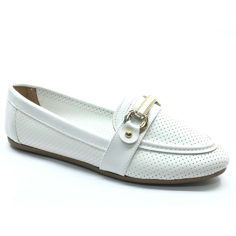 Mehtap Toka Detaylı Delikli Düz Taban Kadın Babet Ayakkabı