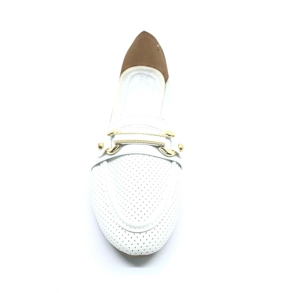 Mehtap Toka Detaylı Delikli Düz Taban Kadın Babet Ayakkabı