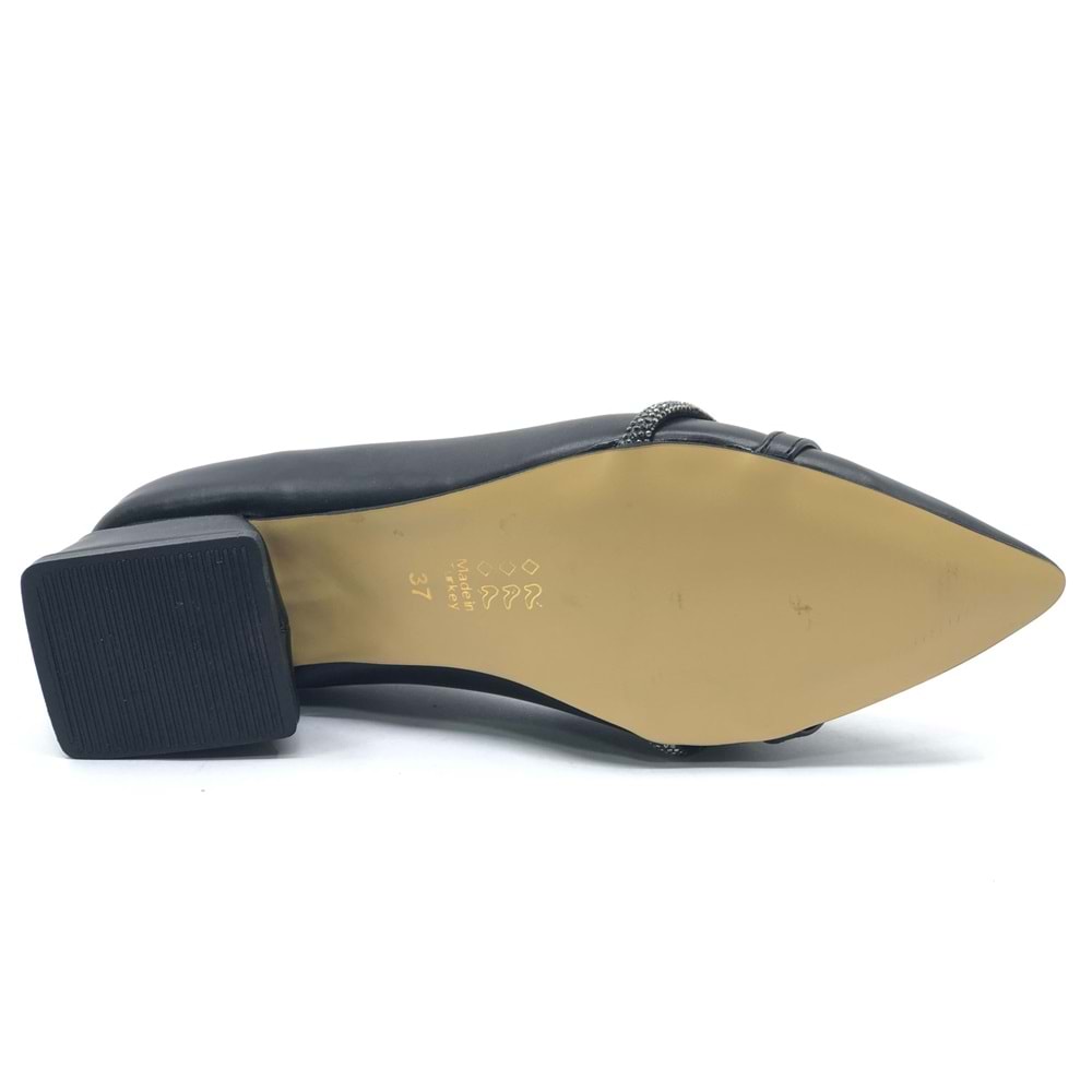 Mehtap Taş Detaylı Kısa Topuklu Kadın Babet Ayakkabı