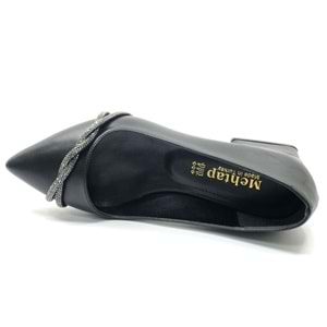 Mehtap Şerit Burgu Taş Detaylı Kısa Topuklu Kadın Babet Ayakkabı