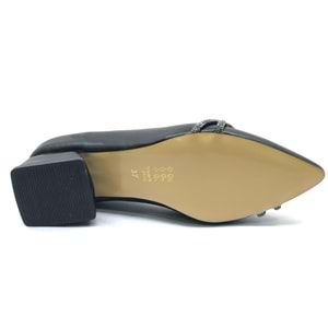 Mehtap Şerit Burgu Taş Detaylı Kısa Topuklu Kadın Babet Ayakkabı