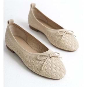 Feles Triko Fiyonk Detaylı Kadın Babet Ayakkabı