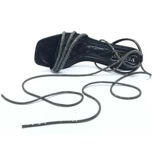 Ventes Bilekten Bağlamalı Şeffaf Topuklu Kadın Abiye Ayakkabı