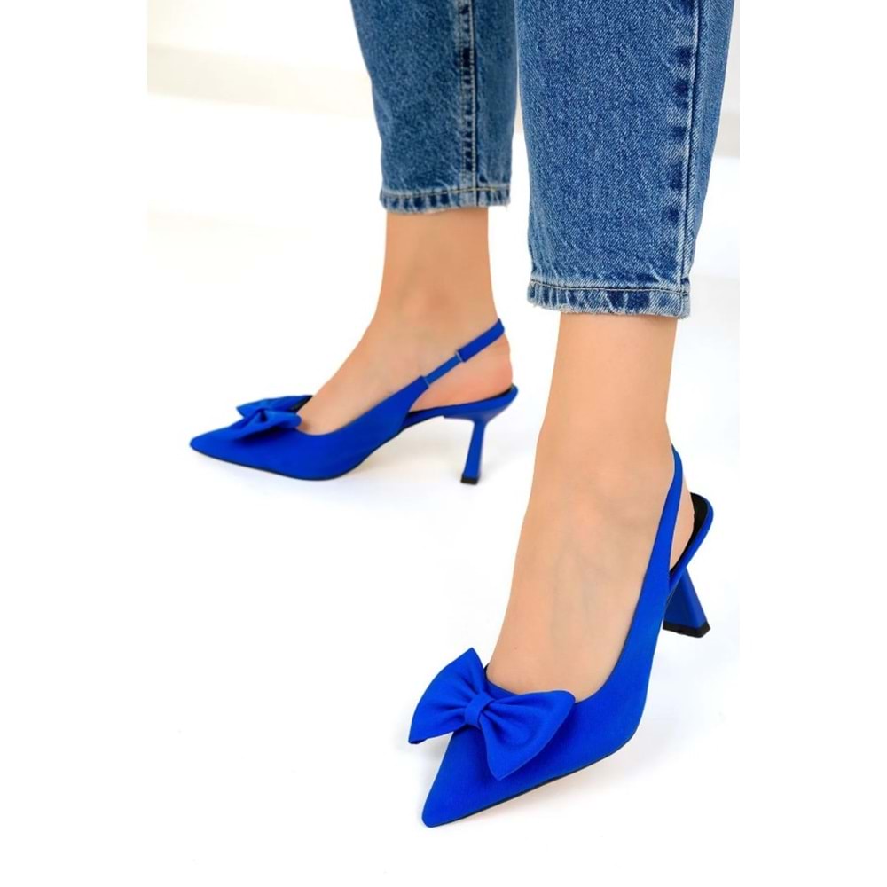 Feles Kurdela Detaylı Arkası Açık Stiletto Kadın Topuklu Ayakkabı