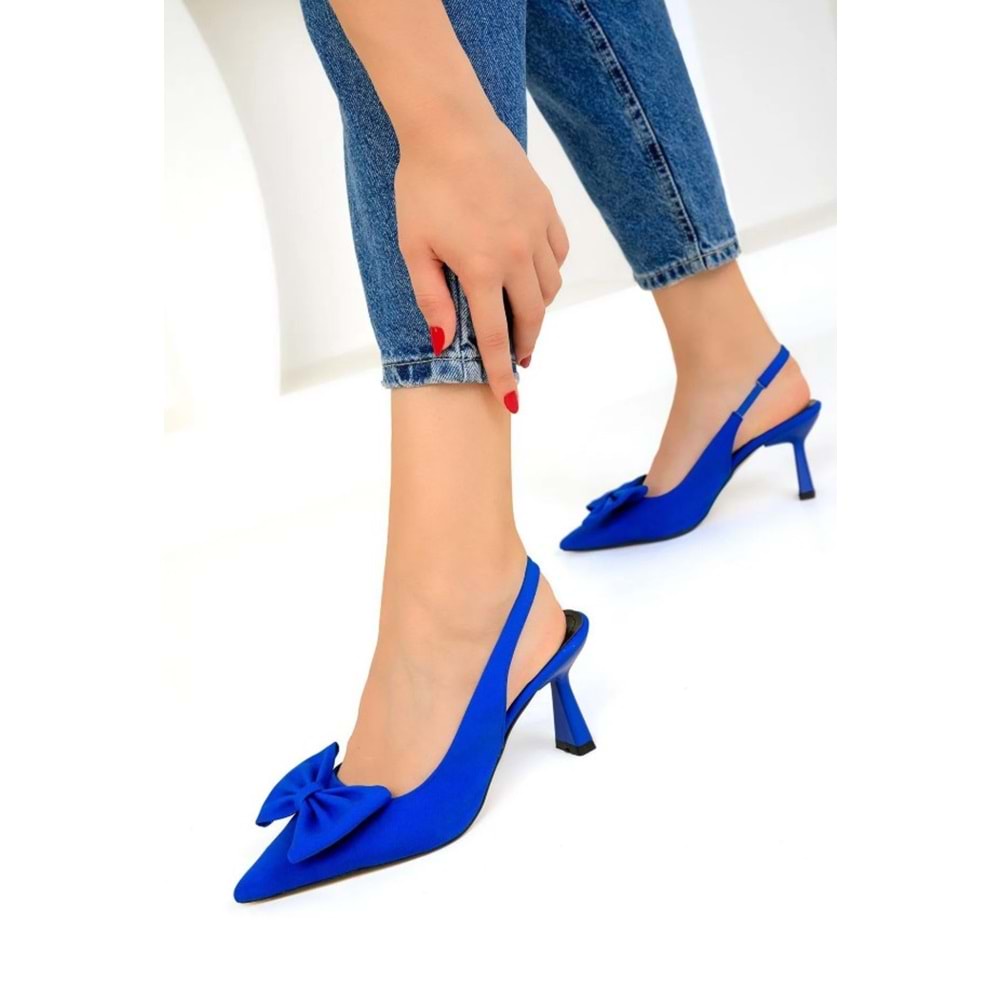 Feles Kurdela Detaylı Arkası Açık Stiletto Kadın Topuklu Ayakkabı