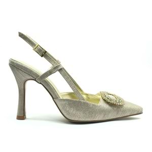 Feles Taş Toka Detaylı Arkası Açık Stiletto Kadın Topuklu Ayakkabı