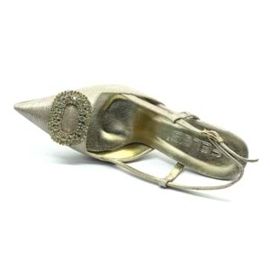 Feles Taş Toka Detaylı Arkası Açık Stiletto Kadın Topuklu Ayakkabı