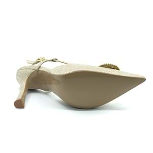 Feles Taş Toka Detaylı Arkası Açık Stiletto Kadın Topuklu Ayakkabı