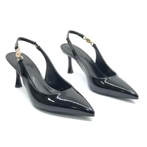 Feles Yan Toka Detaylı Arkası Açık Stiletto Kadın Topuklu Ayakkabı