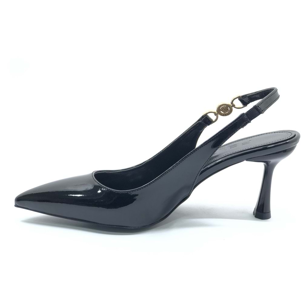 Feles Yan Toka Detaylı Arkası Açık Stiletto Kadın Topuklu Ayakkabı