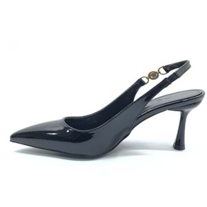 Feles Yan Toka Detaylı Arkası Açık Stiletto Kadın Topuklu Ayakkabı