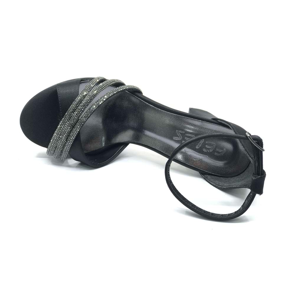 Feles Çapraz Üç Şerit Taşlı 10 cm Platform Topuklu Kadın Abiye Ayakkabı