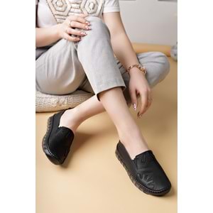 Ayakdaş Saraç Detaylı Hakiki Deri Kadın Babet Ayakkabı