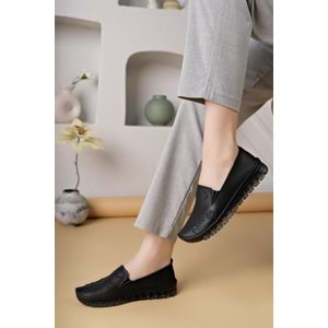 Ayakdaş Saraç Detaylı Hakiki Deri Kadın Babet Ayakkabı