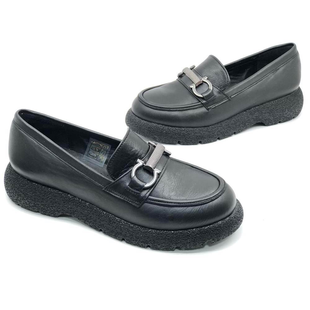 Ayakdaş 3755 Kalın Taban Kadın Loafer Hakiki Deri Babet Ayakkabı