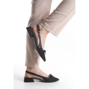 Feles Fiyonk Dantel Detaylı Arkası Açık Kadın Babet Ayakkabı