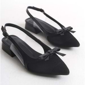 Feles Fiyonk Dantel Detaylı Arkası Açık Kadın Babet Ayakkabı