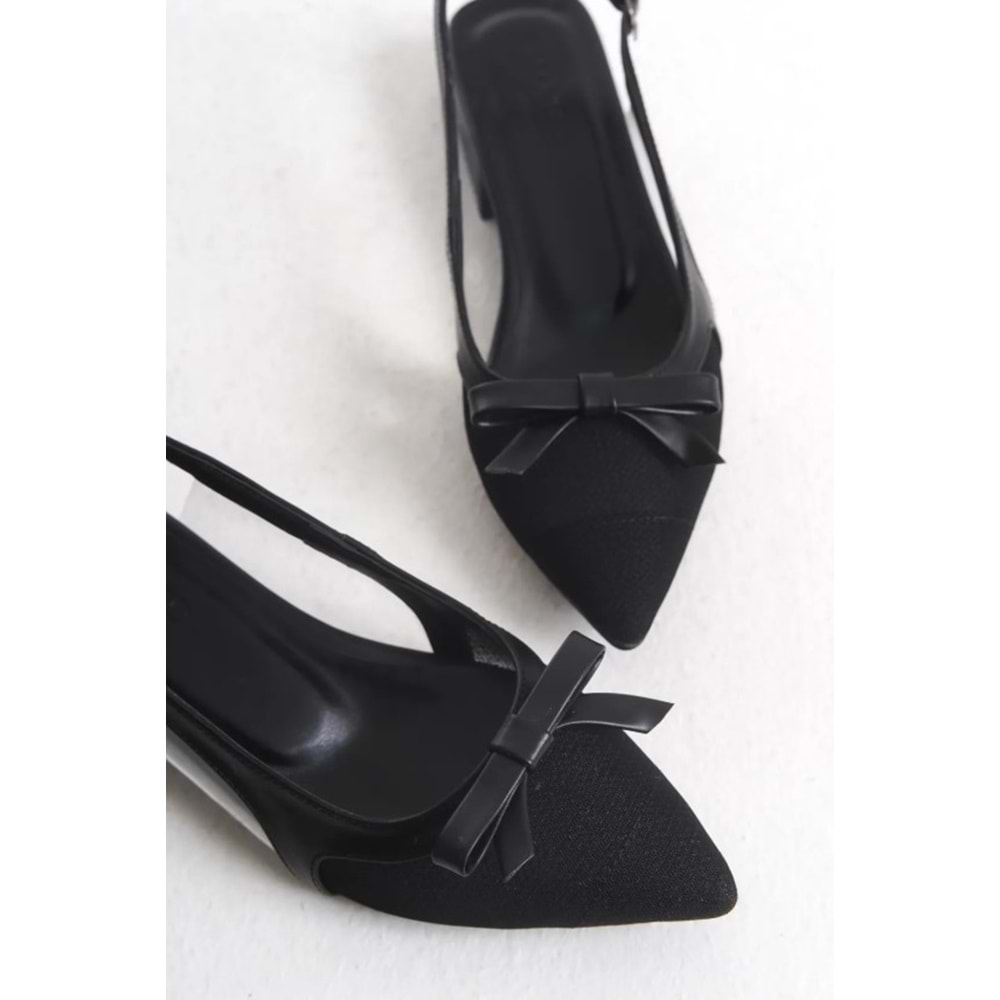 Feles Fiyonk Dantel Detaylı Arkası Açık Kadın Babet Ayakkabı