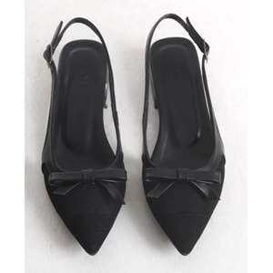 Feles Fiyonk Dantel Detaylı Arkası Açık Kadın Babet Ayakkabı