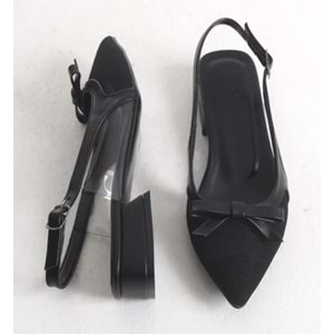 Feles Fiyonk Dantel Detaylı Arkası Açık Kadın Babet Ayakkabı