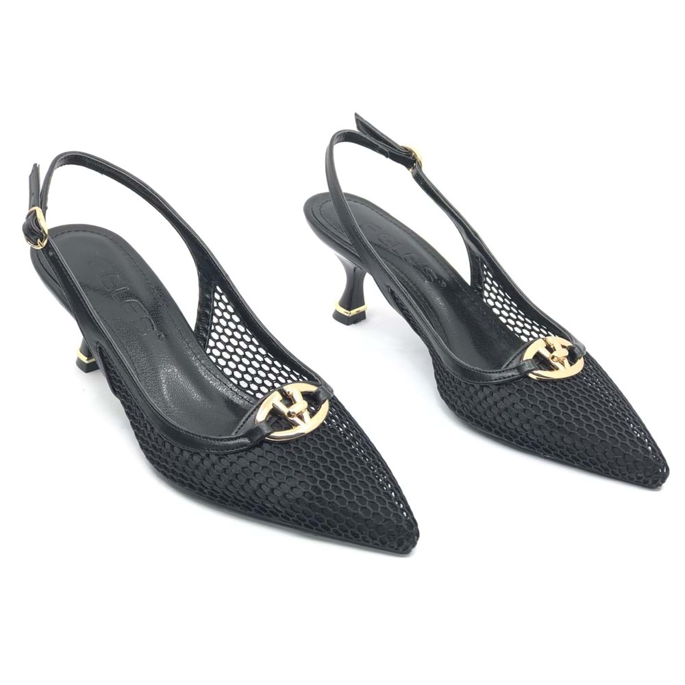 Feles Dantel Detaylı Arkası Açık Stiletto Kadın Topuklu Ayakkabı