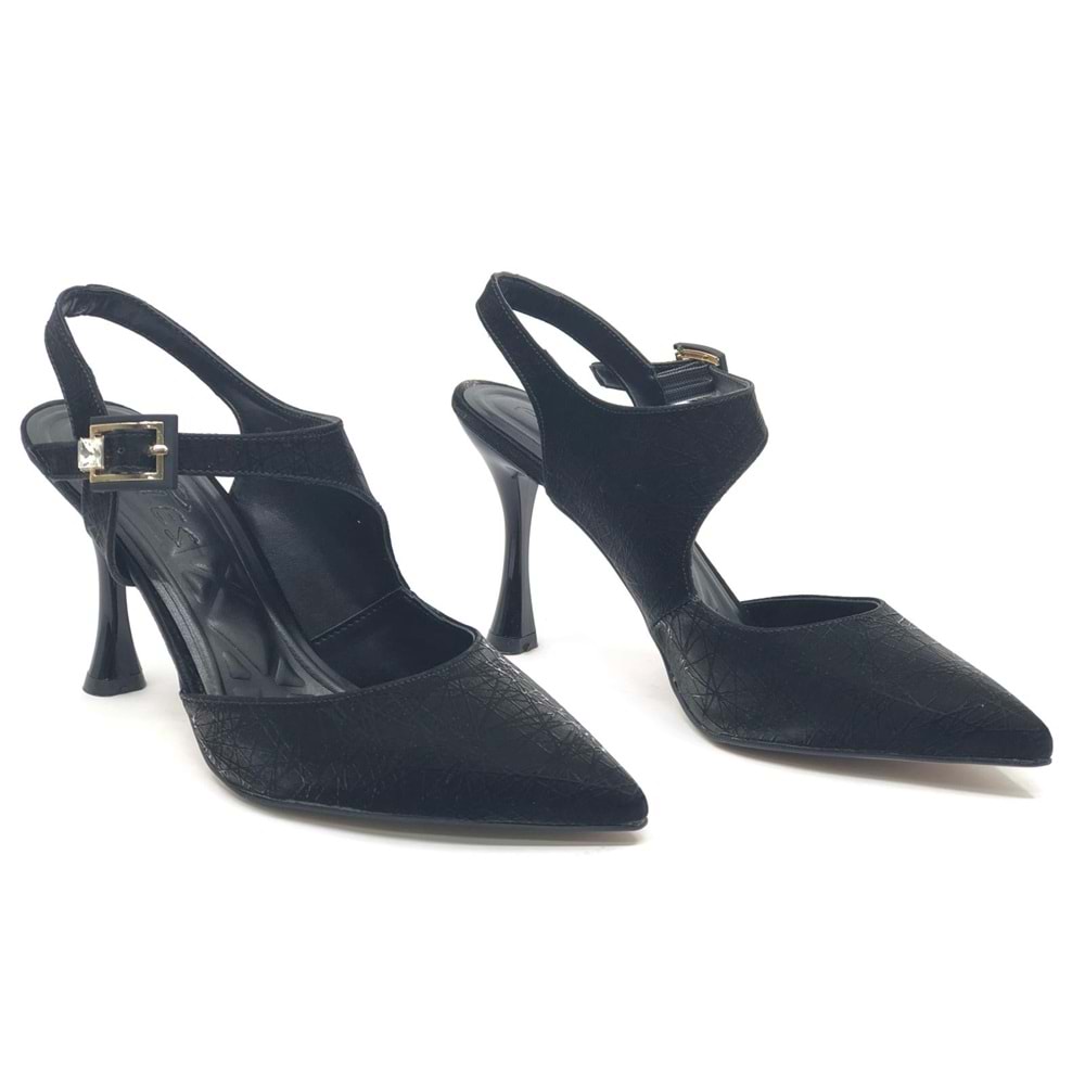 Feles Okitam Toka Detaylı Arkası Açık Stiletto Kadın Topuklu Ayakkabı