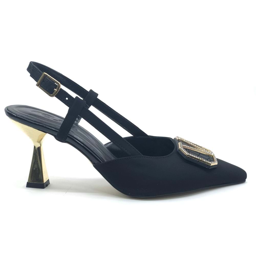 Feles V Toka Detaylı Arkası Açık Stiletto Kadın Topuklu Ayakkabı