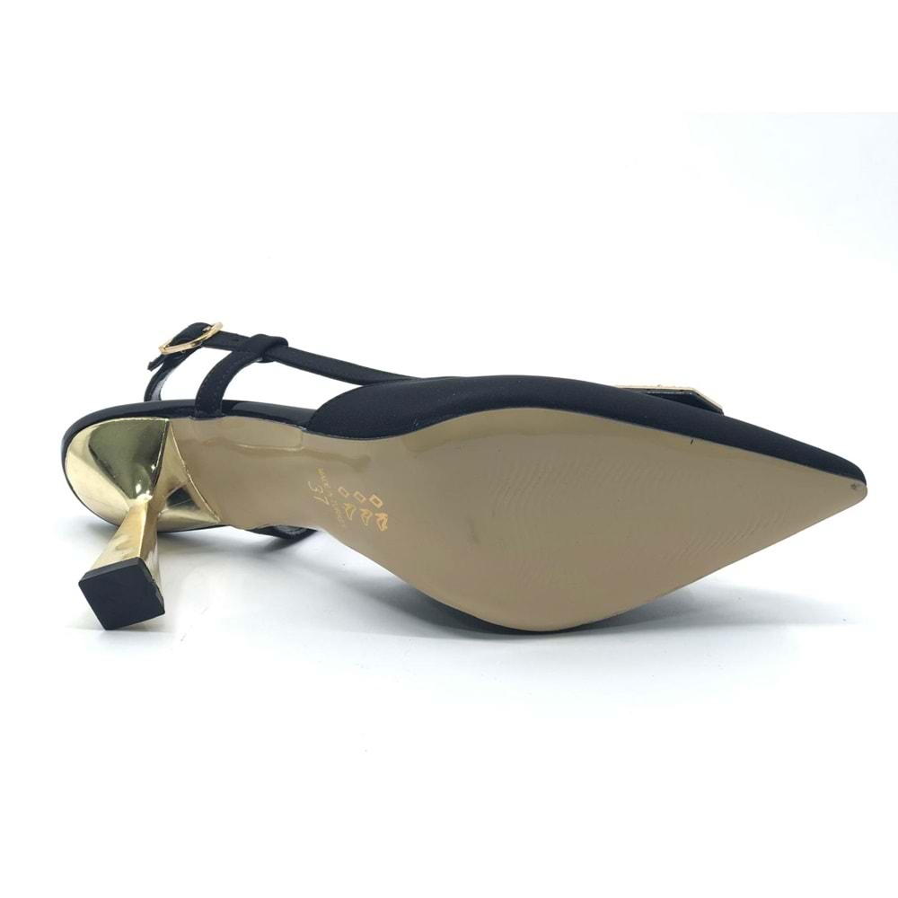 Feles V Toka Detaylı Arkası Açık Stiletto Kadın Topuklu Ayakkabı