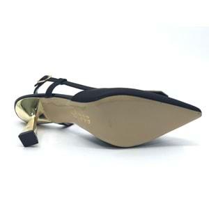 Feles V Toka Detaylı Arkası Açık Stiletto Kadın Topuklu Ayakkabı