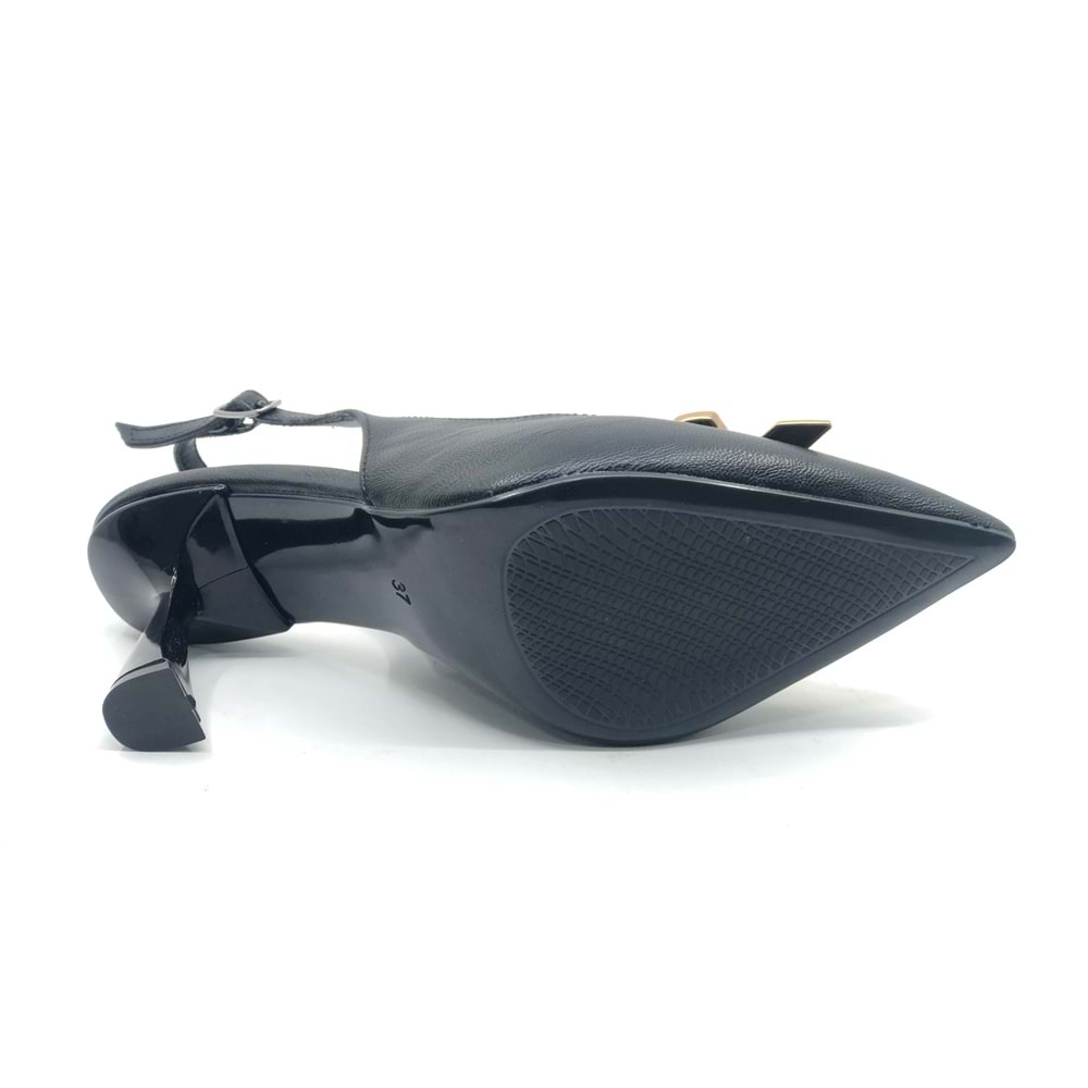 Feles Kurdela Toka Detaylı Arkası Açık Stiletto Kadın Topuklu Ayakkabı