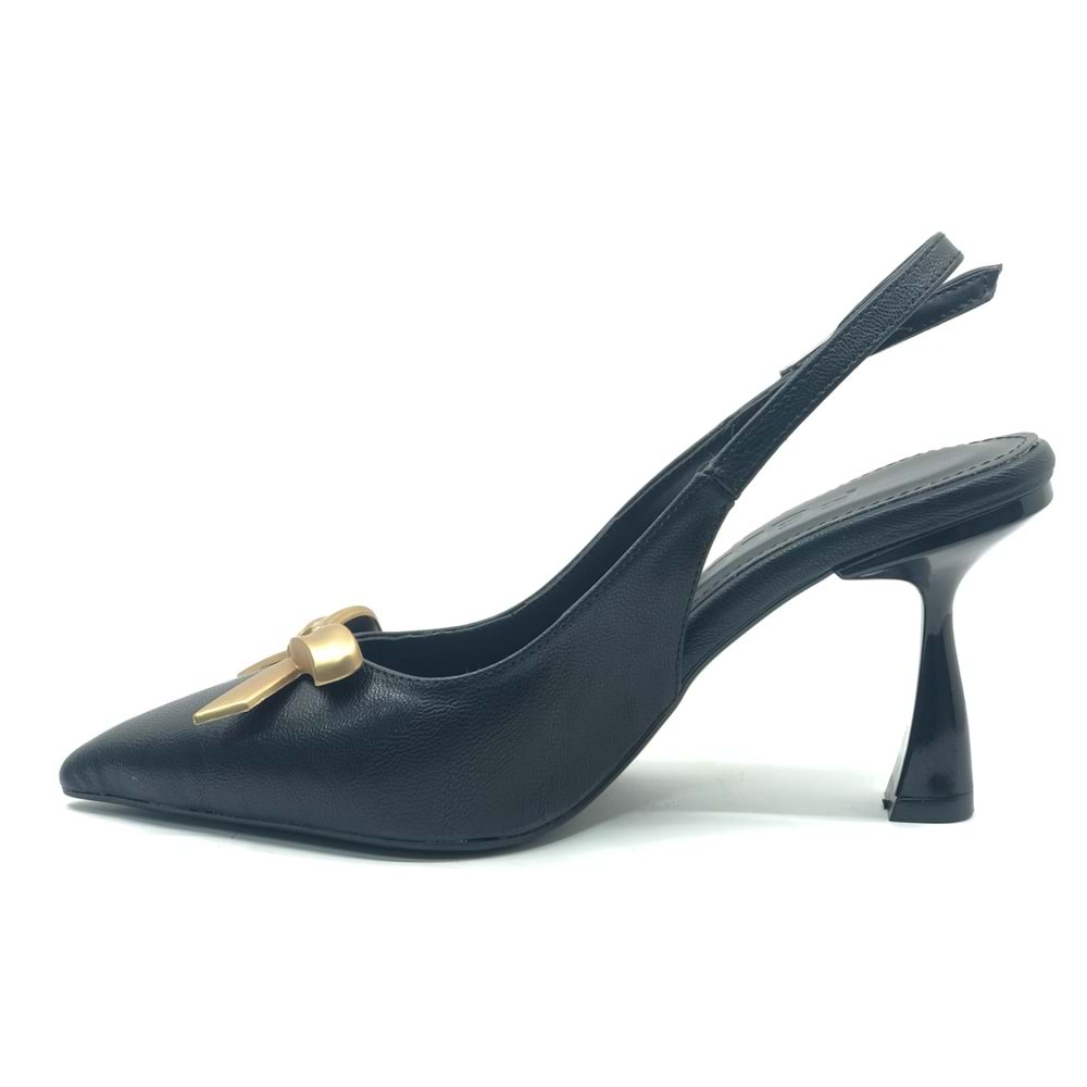 Feles Kurdela Toka Detaylı Arkası Açık Stiletto Kadın Topuklu Ayakkabı