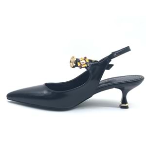 Feles İnci Toka Detaylı Arkası Açık Stiletto Kadın Topuklu Ayakkabı