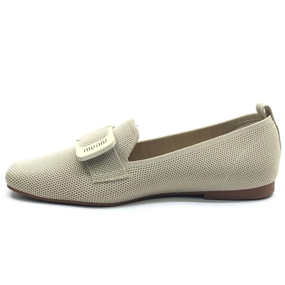 Feles Triko Detaylı Küt Burun Kadın Babet Ayakkabı