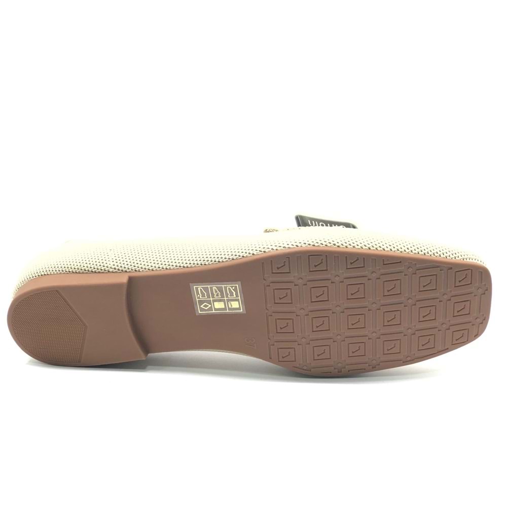 Feles Triko Detaylı Küt Burun Kadın Babet Ayakkabı