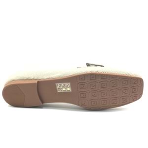 Feles Triko Detaylı Küt Burun Kadın Babet Ayakkabı