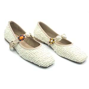 Feles İnci Toka Detaylı Kadın Babet Ayakkabı