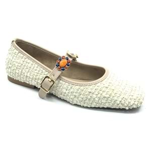 Feles İnci Toka Detaylı Kadın Babet Ayakkabı