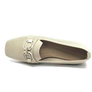 Feles Triko Toka Detaylı Küt Burun Kadın Babet Ayakkabı